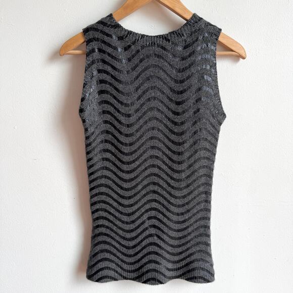 100% Cashmere CHRISTOPHER KANE Metallic Chevron Knit Tank Top - Picture 6 of 9